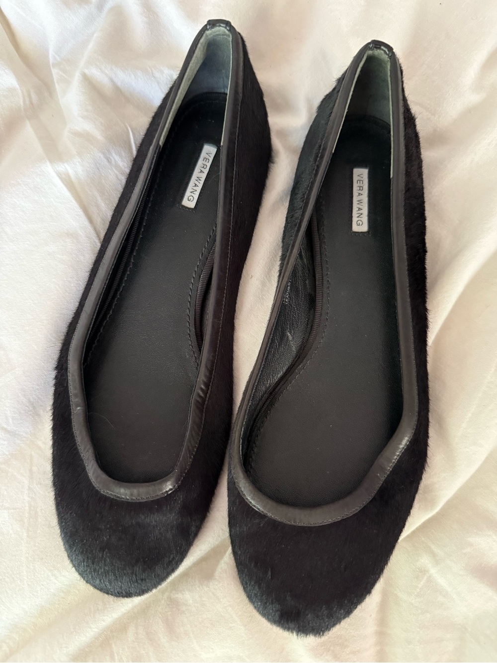 Vera Wang calf hair ballet flats, black, size 8.5